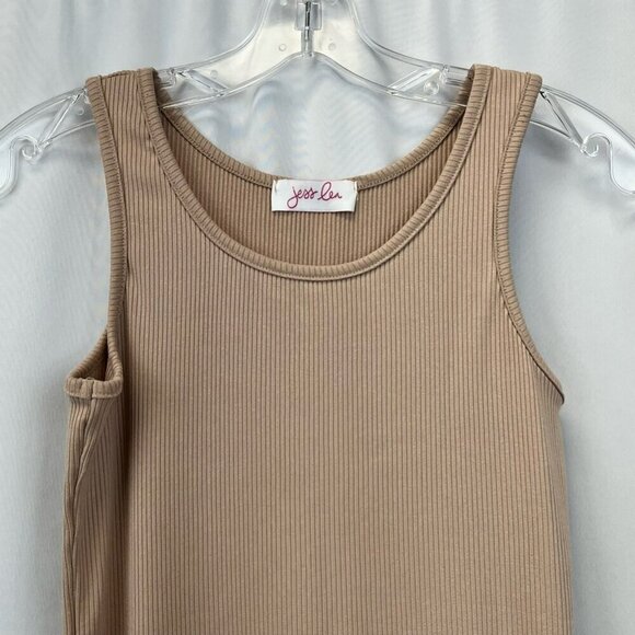 Jess Lea Womens Cara Bodycon Dress Brown Latte Ribbed Scoop Neck Sleeveless S - Picture 6 of 11